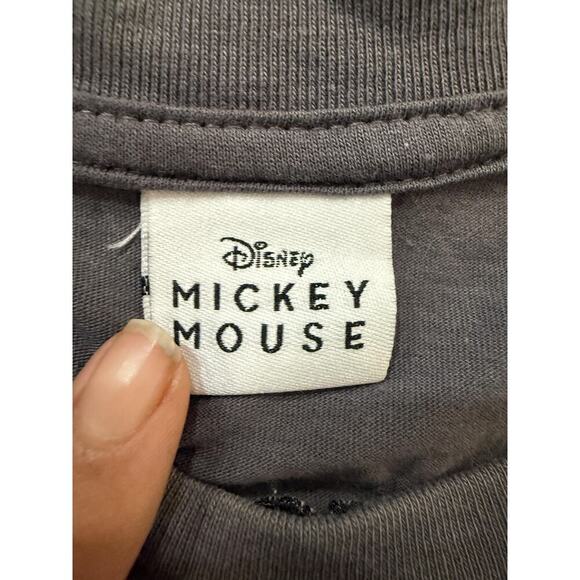 Disney Mickey Mouse Shirt Women Medium Gray Embroidered Classic Cartoon Back Hit - Picture 3 of 7
